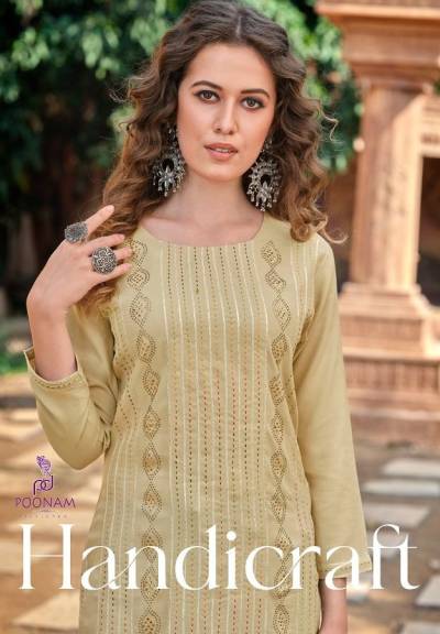 Handicraft By Poonam Designer Rayon Handwork Kurti Collection